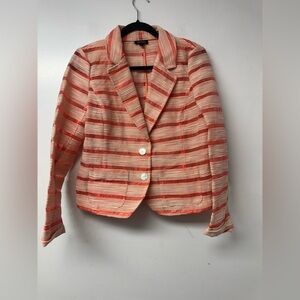 Worth New York Coral Stripe Tailored Blazer Jacket Size 10 Luxury Career Jacket
